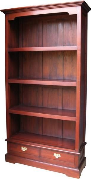 Solid Mahogany Bookcase With 2 Drawers Bcs017 In Two Drawer Bookcases (View 7 of 15)