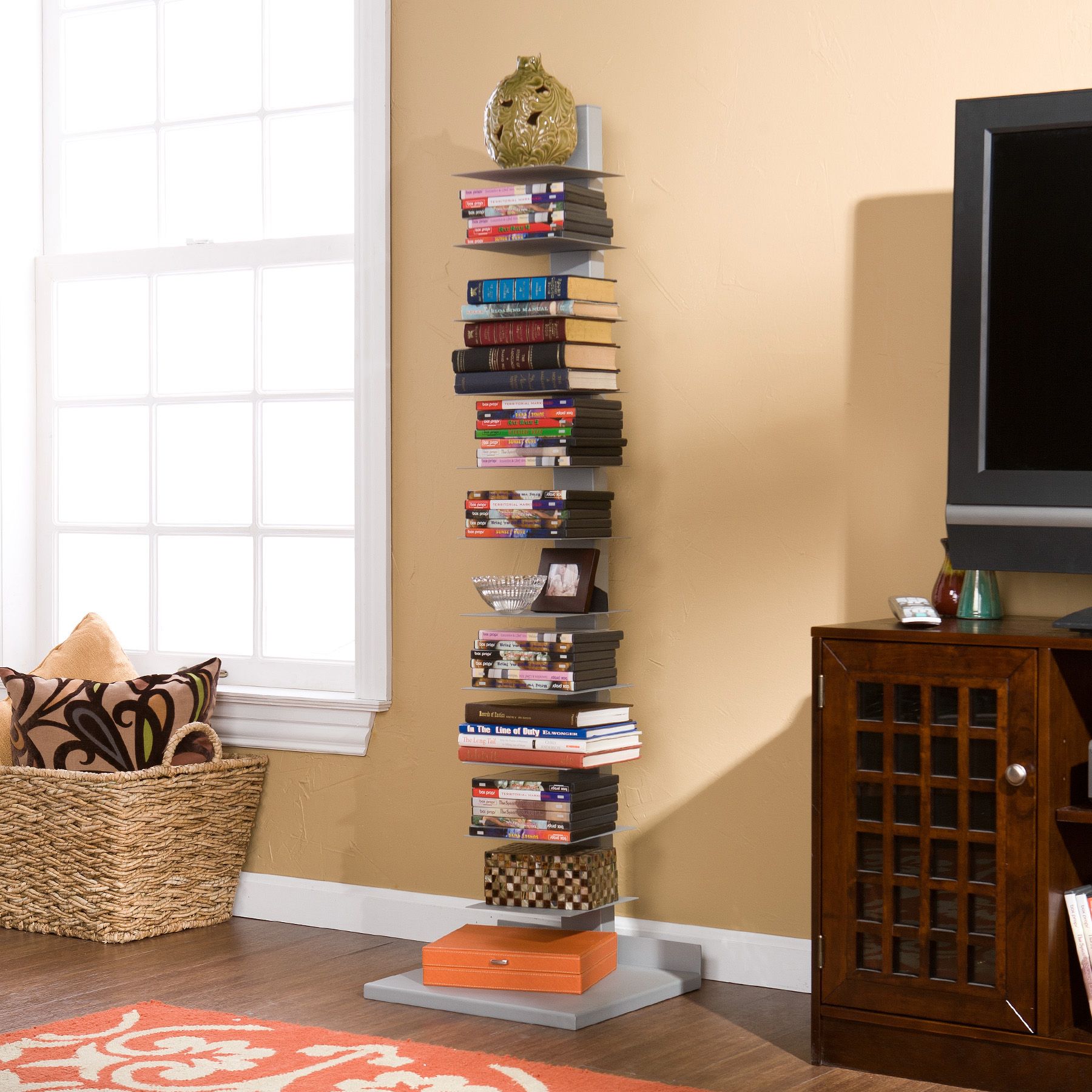 Southern Enterprises Tampa Spine Book Tower – Walmart Intended For Tower Bookcases (View 13 of 15)