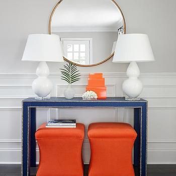 Stacked Orange Lacquer Boxes Design Ideas With Regard To White Lacquer Ottomans (View 8 of 15)