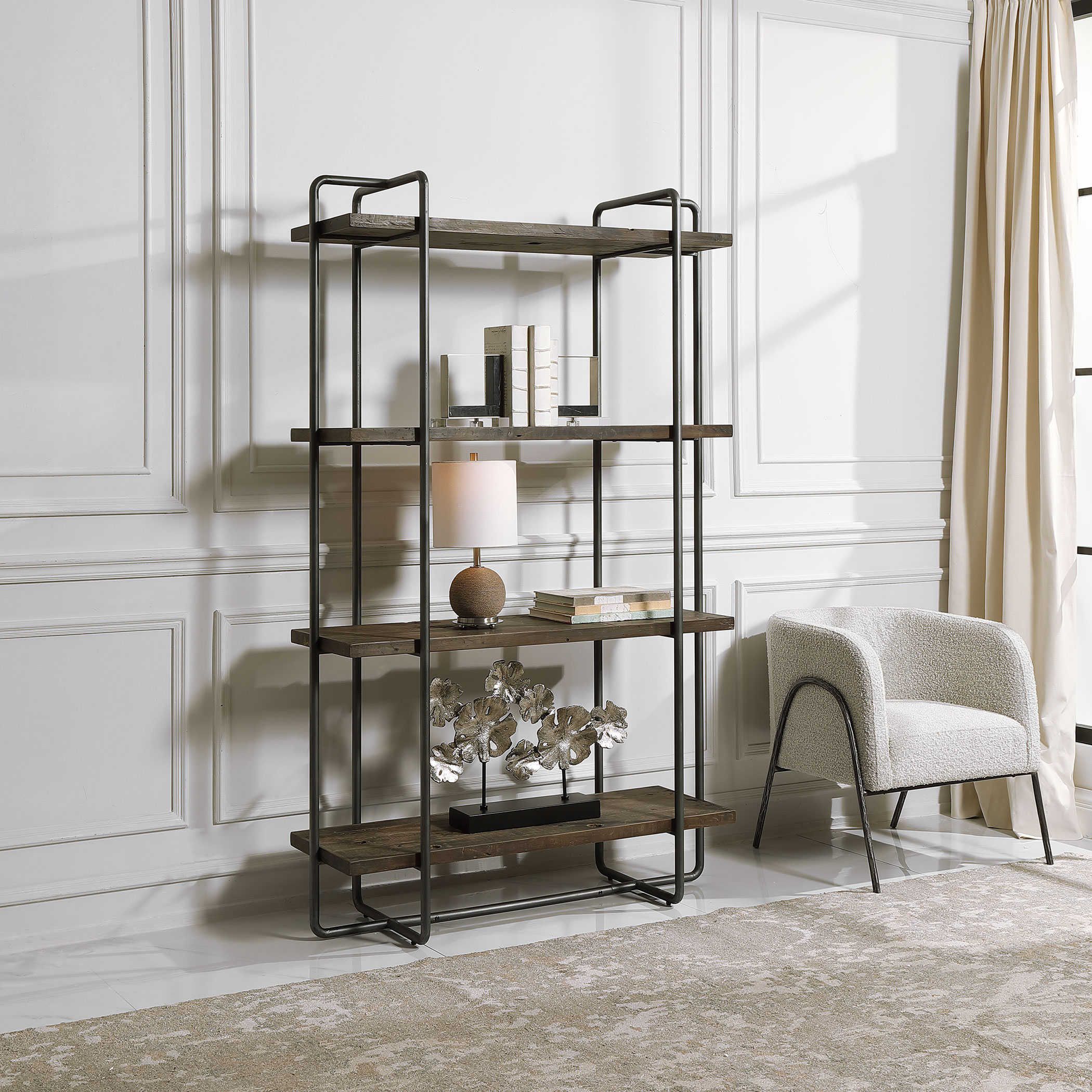 Stilo Etagere | Uttermost With Dark Brushed Pewter Bookcases (View 3 of 15)