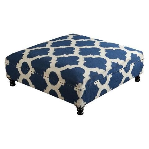Surya Furniture Geometric Navy And Ivory Ottoman With Ivory And Blue Ottomans (Photo 1 of 15)