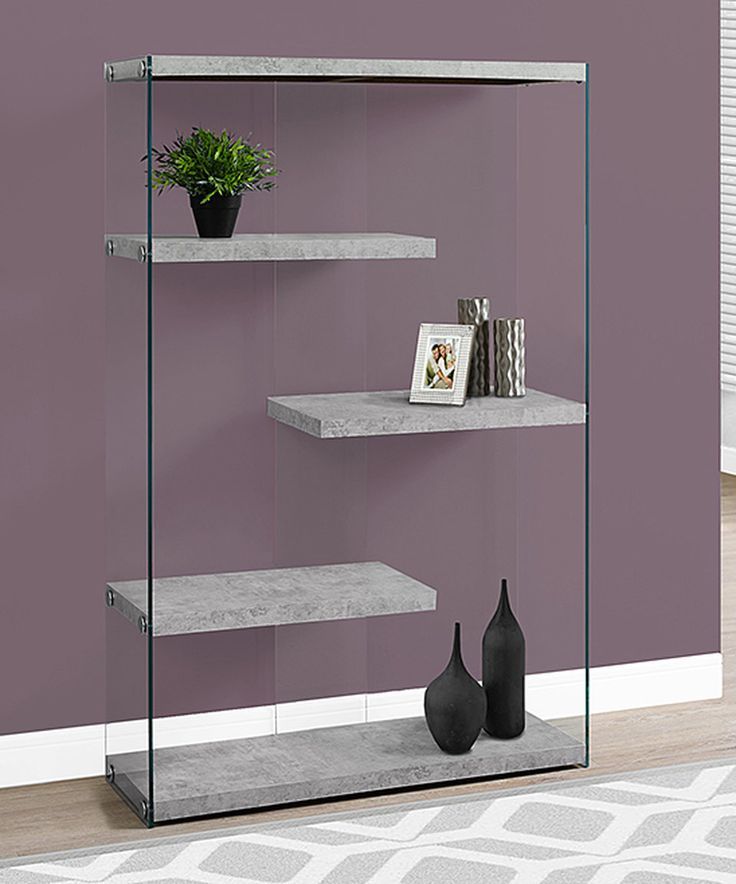 Take A Look At This Gray Cement Tempered Glass Four Shelf Bookcase Today! |  Shelves, Glass Bookcase, Bookcase Intended For Bookcases With Tempered Glass (View 5 of 15)