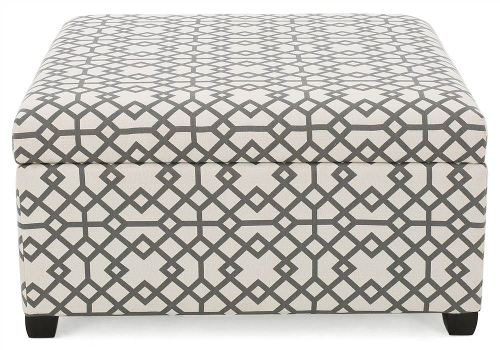 Tempe Storage Ottoman – Gray Geometric – Christopher Knight Home – Brickseek In Geometric Gray Ottomans (View 9 of 15)
