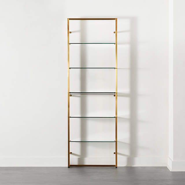 Tesso Brushed Brass 84" Bookcase + Reviews | Cb2 With Brass Bookcases (Photo 5 of 15)