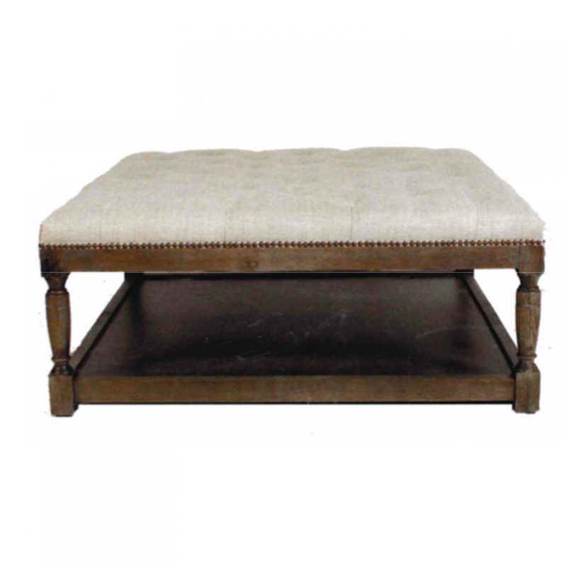 Thomas Square Cocktail Ottoman In Classic Linen – Spectra Home Furniture Intended For Beige Thomas Ottomans (View 2 of 15)
