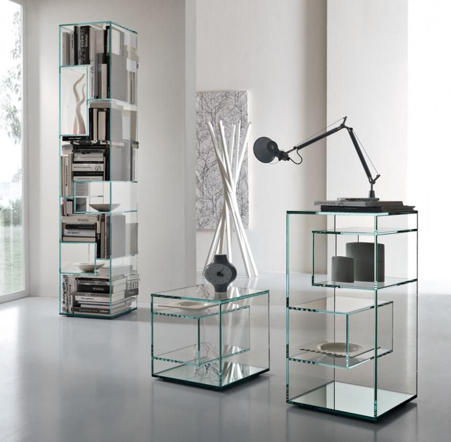 Tonelli Liber Glass Bookcase | Modern Bookcases | Tonelli Design Intended For Bookcases With Tempered Glass (View 4 of 15)
