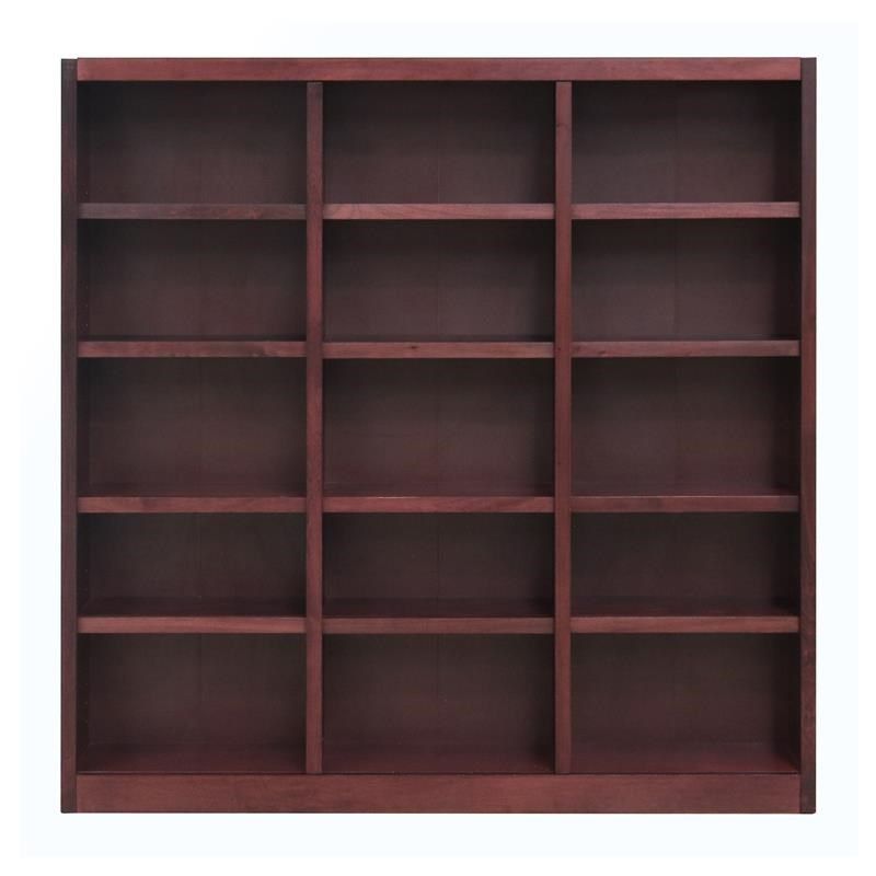 Traditional 72" Tall 15 Shelf Triple Wide Wood Bookcase In Cherry |  Homesquare With 72 Inch Bookcases With Cabinet (View 15 of 15)