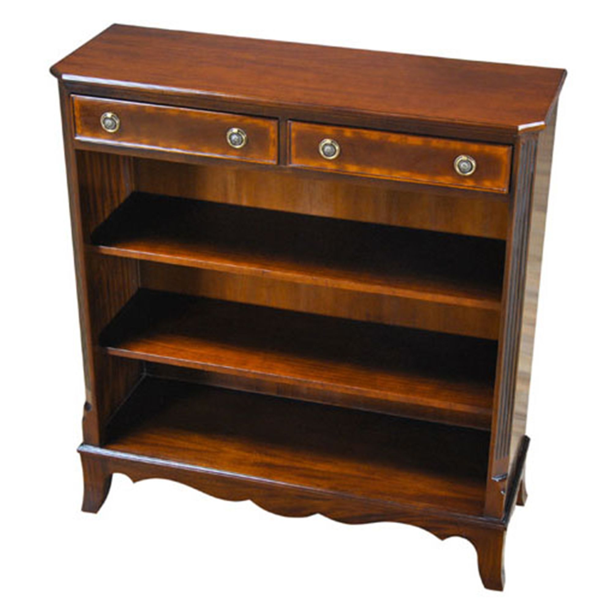 Two Drawer Bookcase, Banded Mahogany Bookcase, Niagara Furniture Pertaining To Two Drawer Bookcases (View 8 of 15)