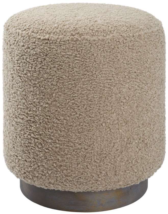 Uttermost Avila Latte Round Ottoman | Fitzgerald Home Furnishings |  Frederick, Md Regarding Charcoal Dot Ottomans (View 14 of 15)