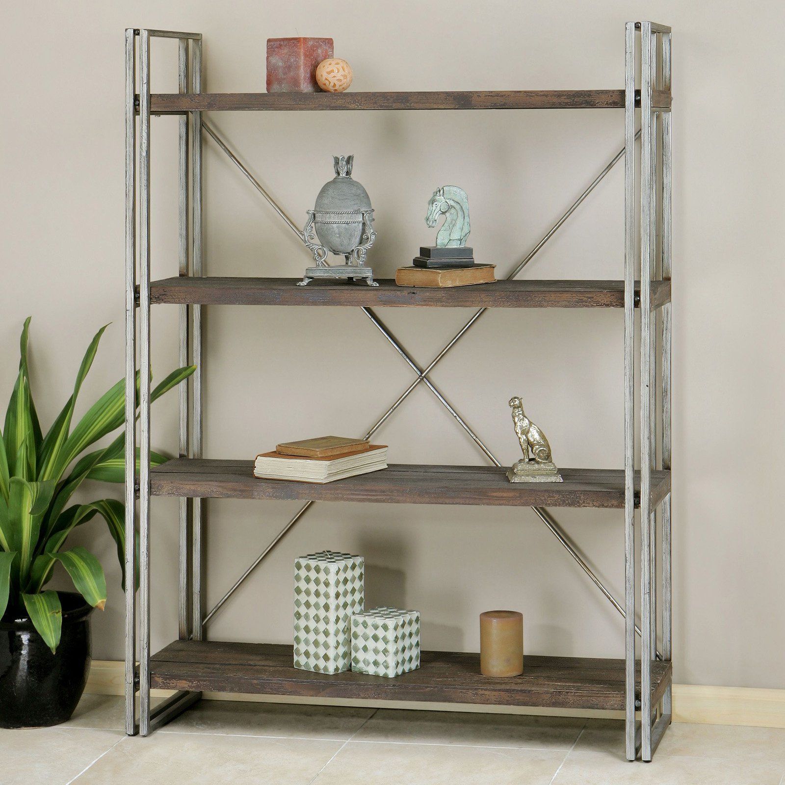 Uttermost Greeley Metal Etagere – Walnut – Walmart In Silver Metal Bookcases (View 8 of 15)