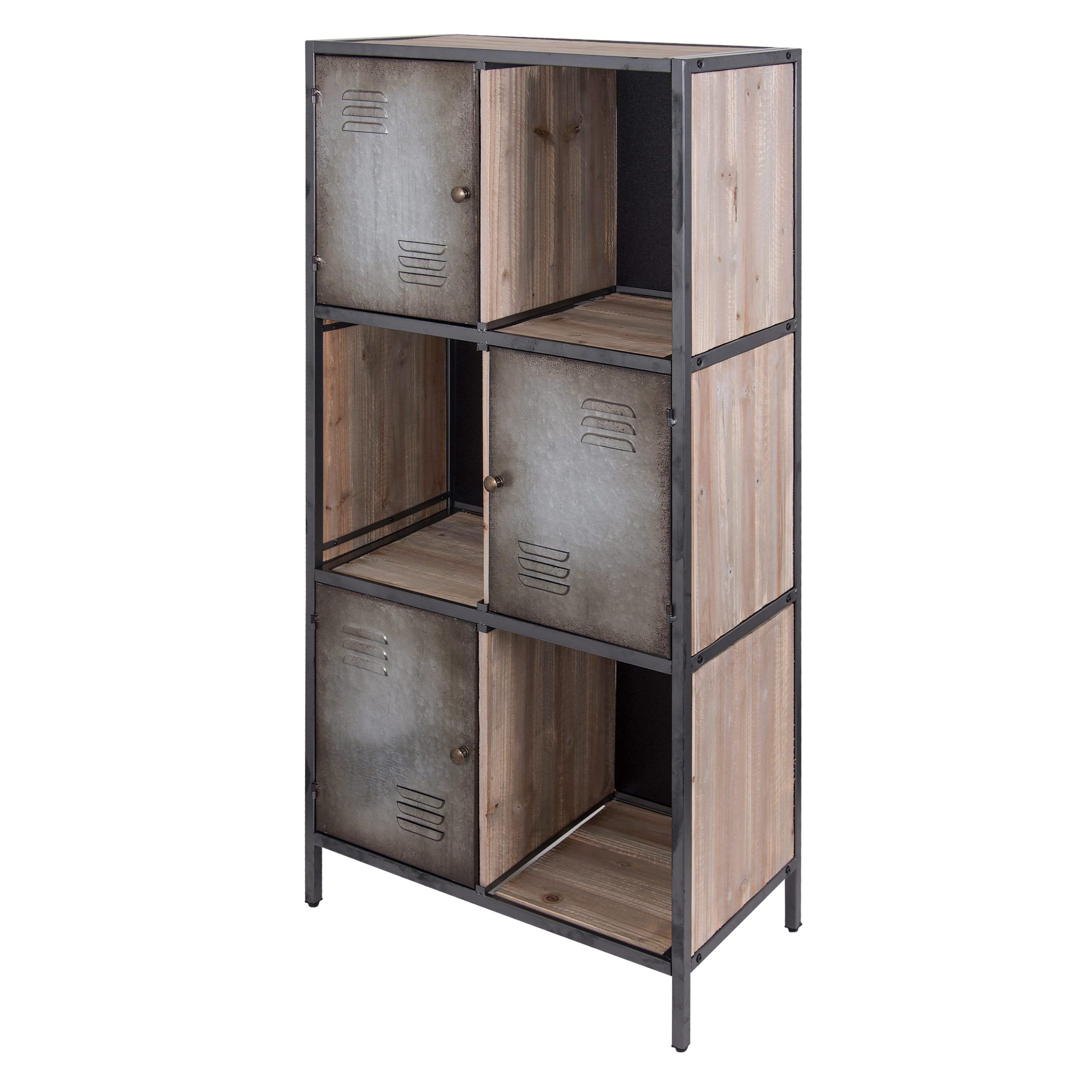 Varaluz Varaluz Casa Weathered Steel Metal 6 Shelf Bookcase With Doors  (27.5 In W X 54.5 In H X  (View 4 of 15)