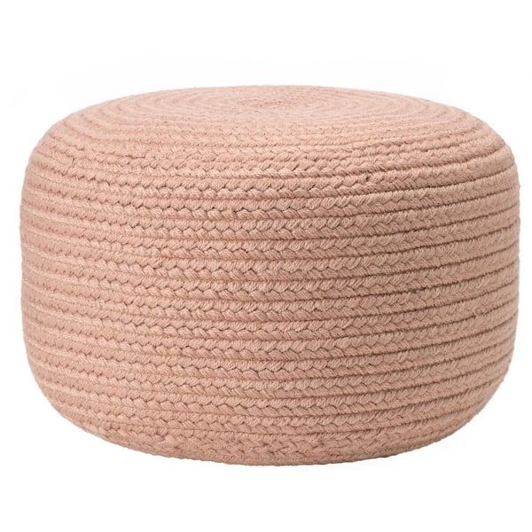Vibejaipur Living Santa Rosa Blush Solid Cylinder Polyester Pouf 18 In.  X 18 In. X 12 In (View 6 of 15)