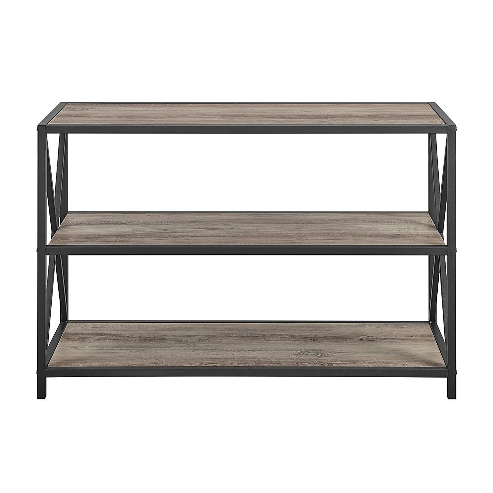 Walker Edison 40" X Frame Metal And Wood Media Bookshelf Grey Wash  Bbs40xmwgw – Best Buy Throughout X Frame Metal Bookcases (View 4 of 15)