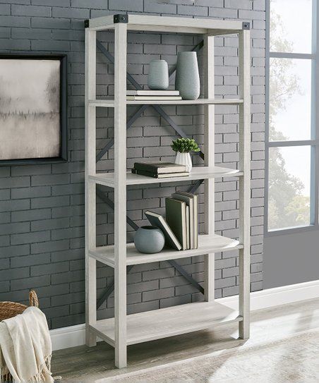 Walker Edison Stone Gray Farmhouse Metal Bookcase | Best Price And Reviews  | Zulily With Regard To Gray Metal Stone Bookcases (View 4 of 15)