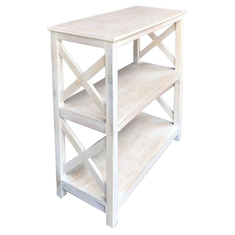 White Three Tier X Side Bookshelf | At Home In Three Tier Bookcases (View 1 of 15)