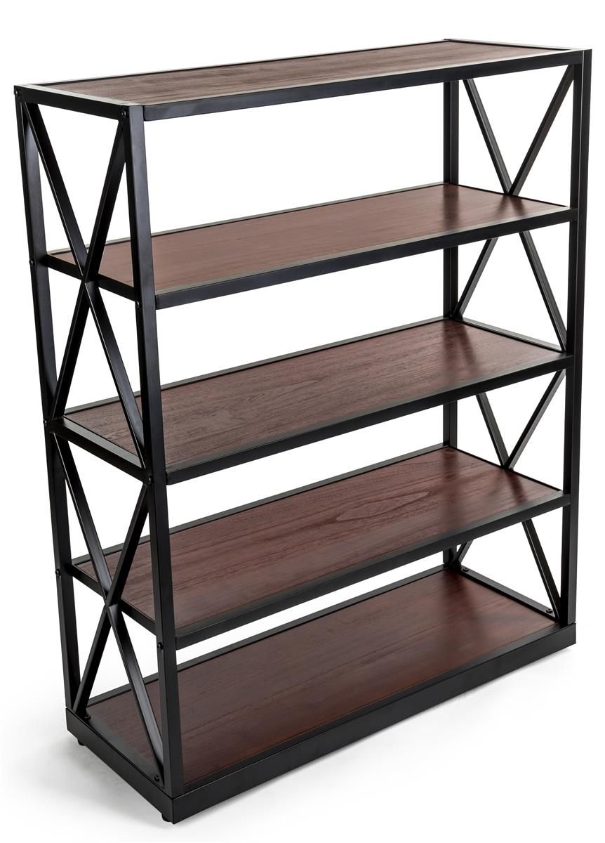 Wood And Metal Display Shelving | Multi Level Open Storage Throughout X Frame Metal Bookcases (Photo 6 of 15)