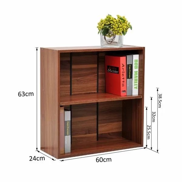 Wooden 2 Tier Bookshelf – Walnut With Regard To Walnut 2 Tier Bookcases (View 8 of 15)