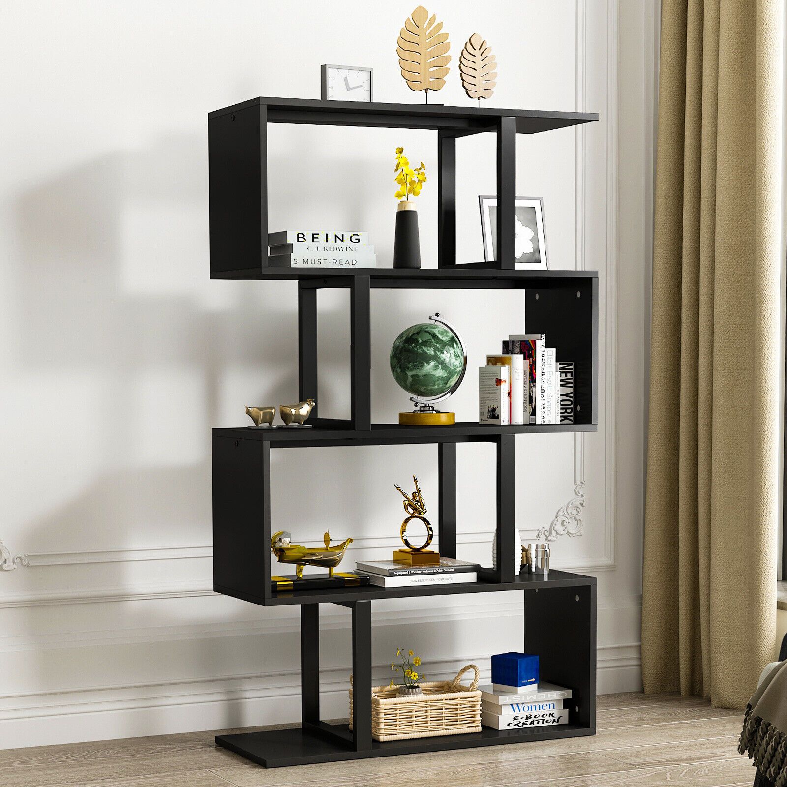 Yitahome 5 Tier Bookshelf S Shaped Z Shelf Bookshelves Bookcase Storage  Shelving | Ebay With Five Tier Bookcases (View 7 of 15)