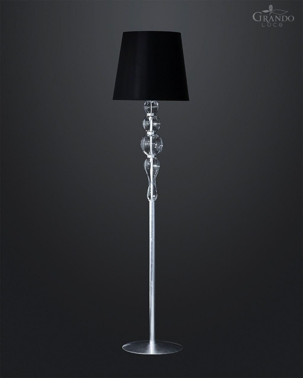 118 / Fl / Silver Leaf / Contemporary Crystal Floor Lamp – Grandoluce Inside Silver Chrome Floor Lamps (View 12 of 15)