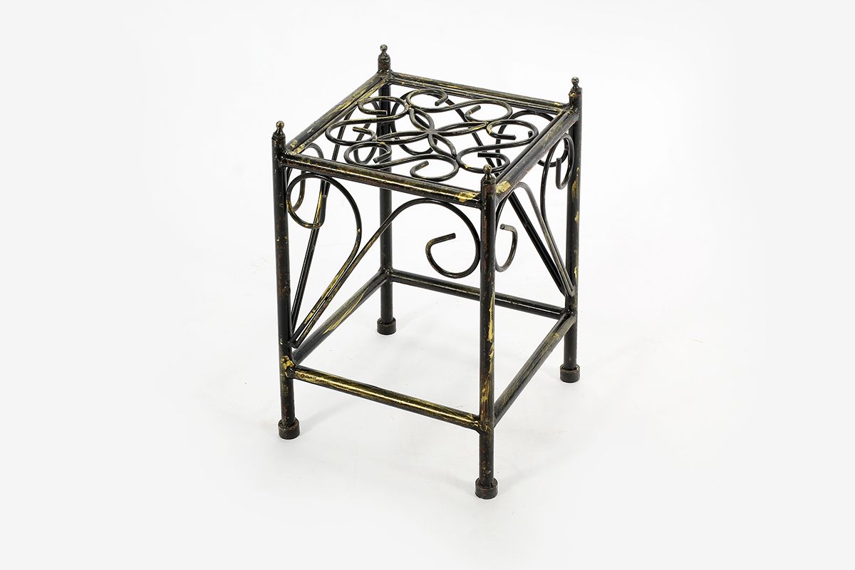 13″ Small Lattice Square Cast Iron Plant Stand For Iron Square Plant Stands (Photo 2 of 15)
