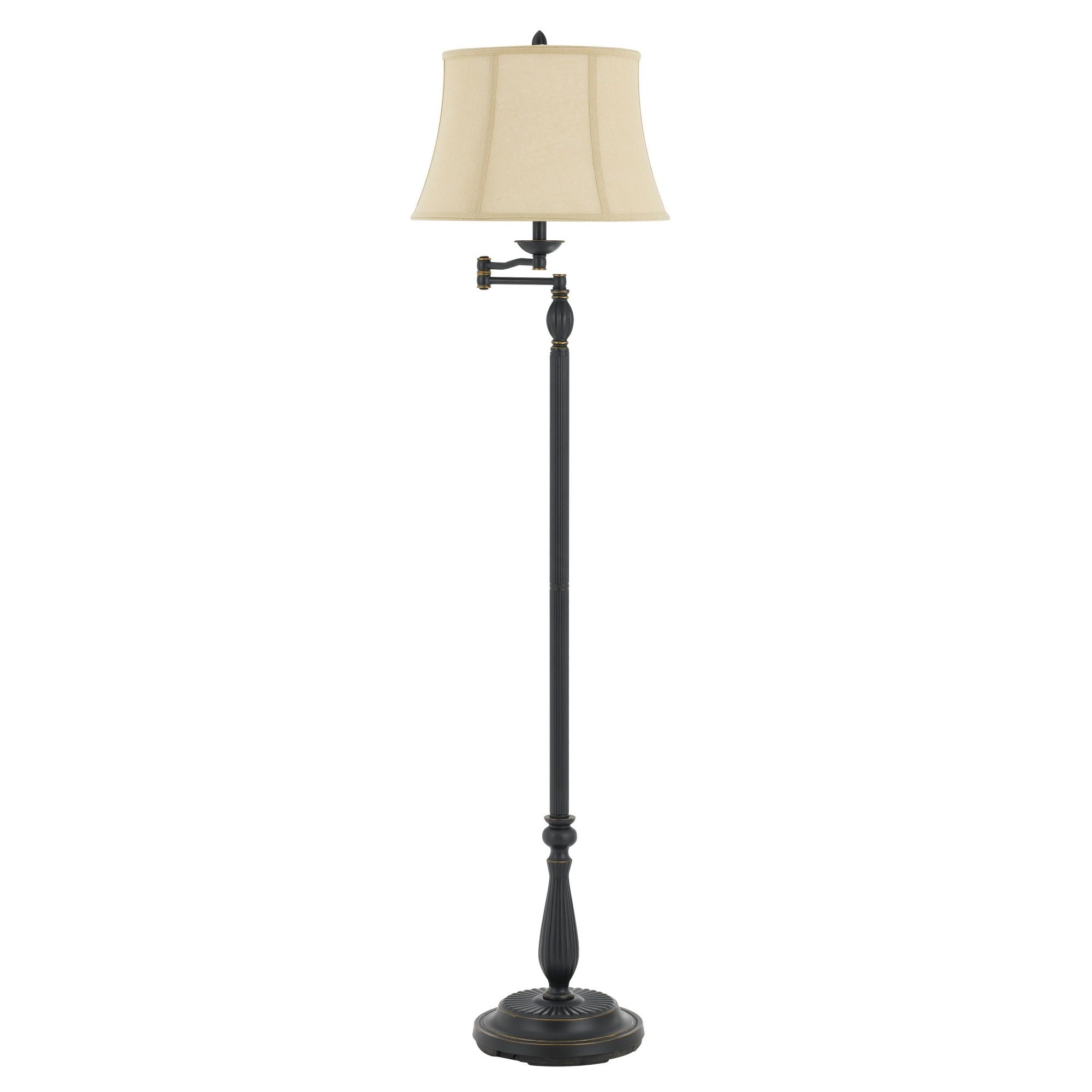 150w 3 Way Resin Swing Arm Floor Lamp With Bell Shade,dark Bronze And Beige  – Walmart Regarding 2 Arm Floor Lamps (View 9 of 15)