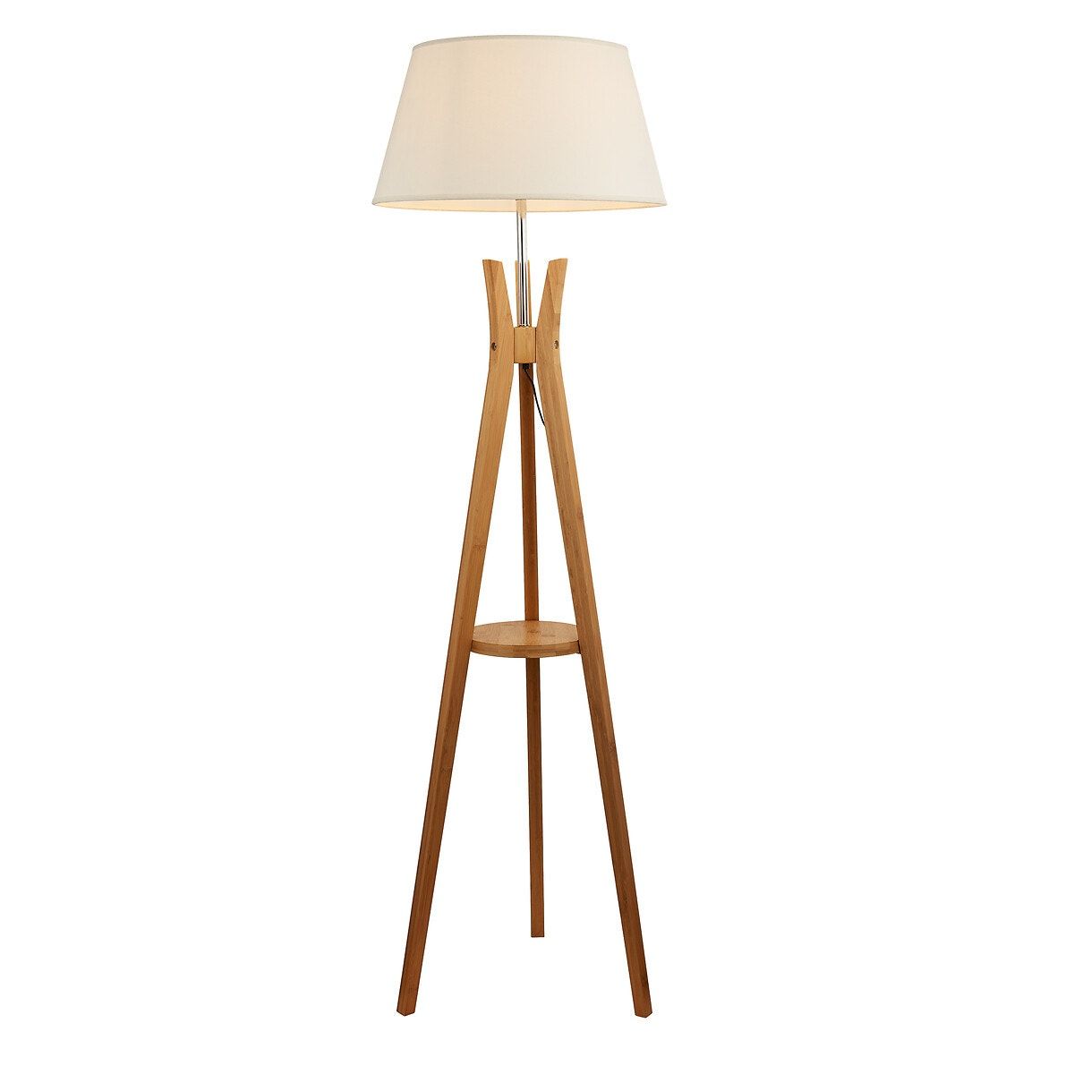 154cm Light Wood Tripod Floor Lamp With Shelf , Natural Wood, So'home | La  Redoute Intended For Wood Tripod Floor Lamps (View 2 of 15)