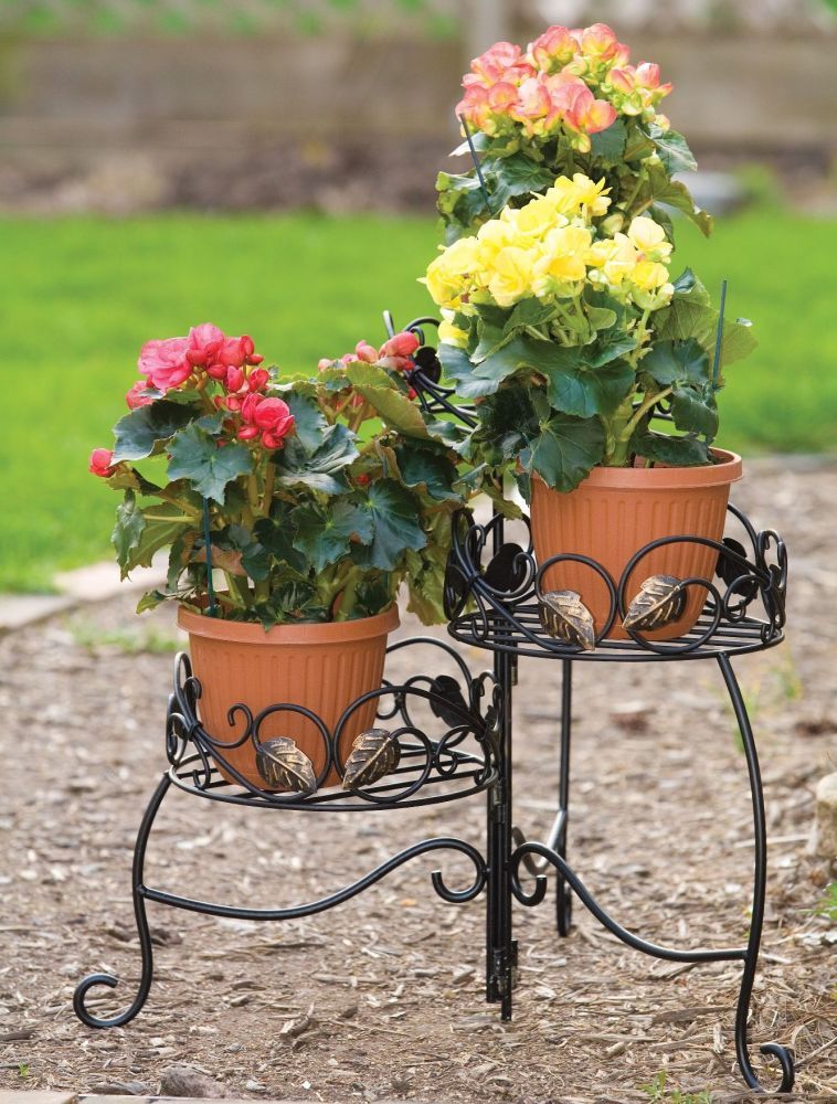 16.5" Scroll & Ivy Plant Stand, Black With Brushed Bronze Leaves – Pot  Stands – Polhill Garden Centre Inside Ivory Plant Stands (Photo 15 of 15)
