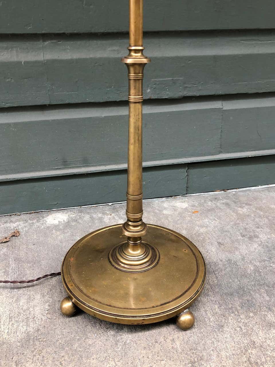 1930s Brass Adjustable Goose Neck Floor Lamp | David Skinner Antiques Pertaining To Antique Brass Floor Lamps (View 7 of 15)