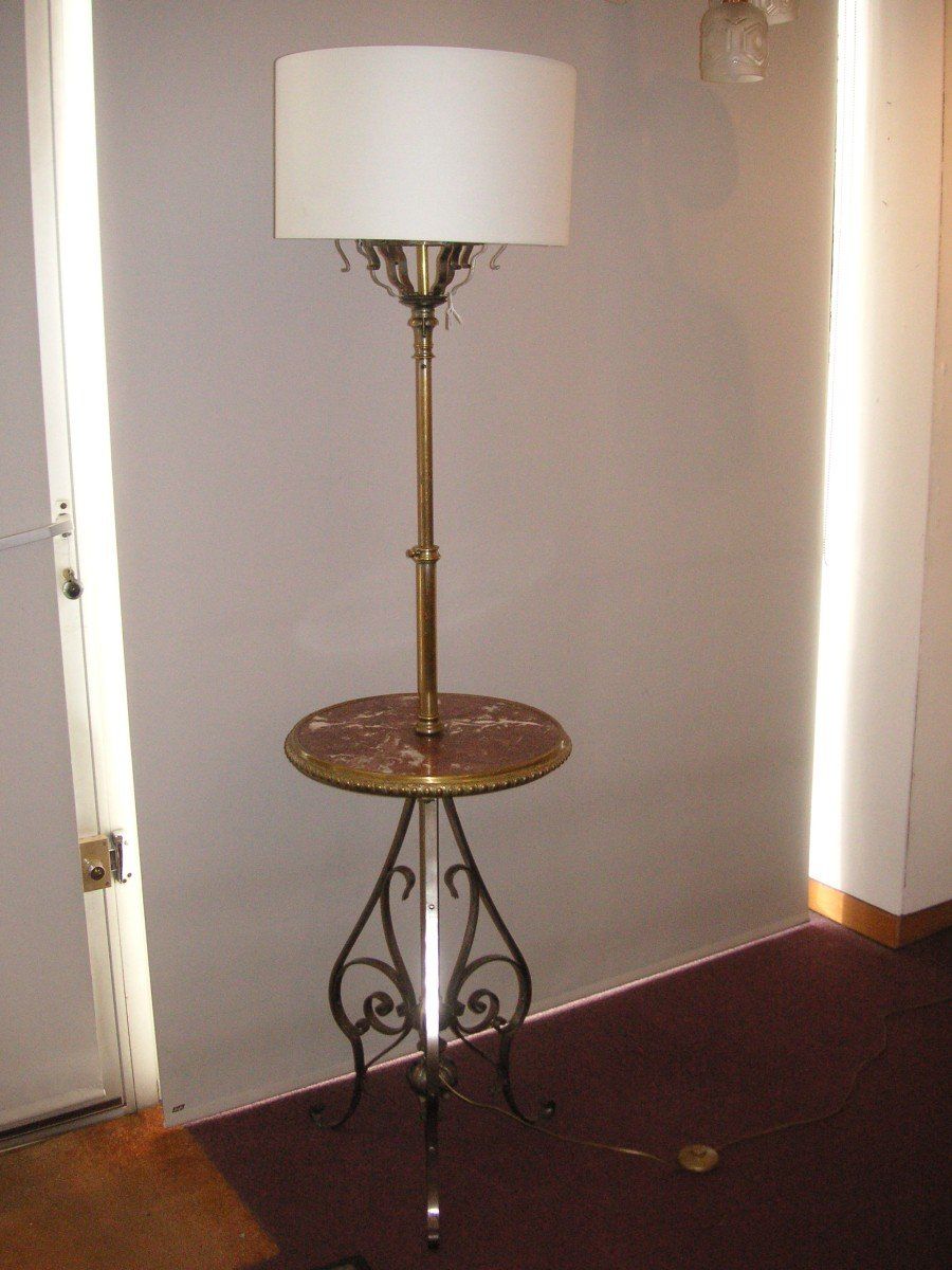 19th Century Floor Lamp / Wrought Iron Brass – Floor Lights Inside Brass Floor Lamps (View 7 of 15)