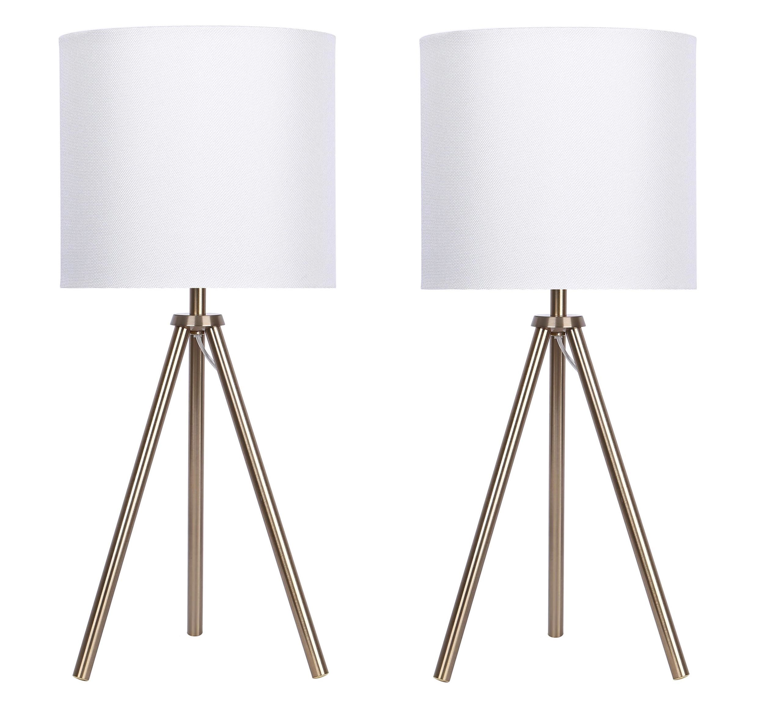 22.5" Royal Gold Accent Lamp W/ Tripod Base & Off White Textured Linen  Shades (set Of 2) – Walmart Inside Textured Linen Floor Lamps (Photo 13 of 15)