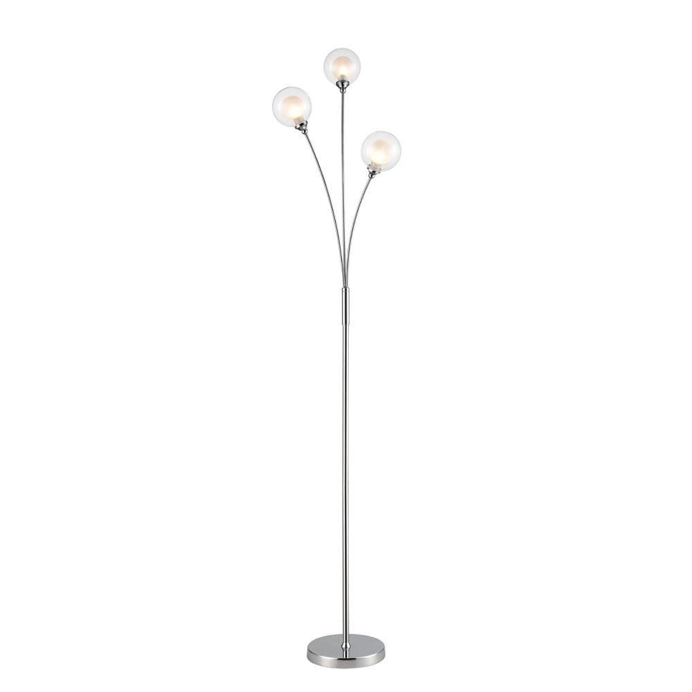 3 Light Floor Lamp In Polished Chrome Finish With Clear And Opal Glass Throughout Chrome Floor Lamps (Photo 1 of 15)