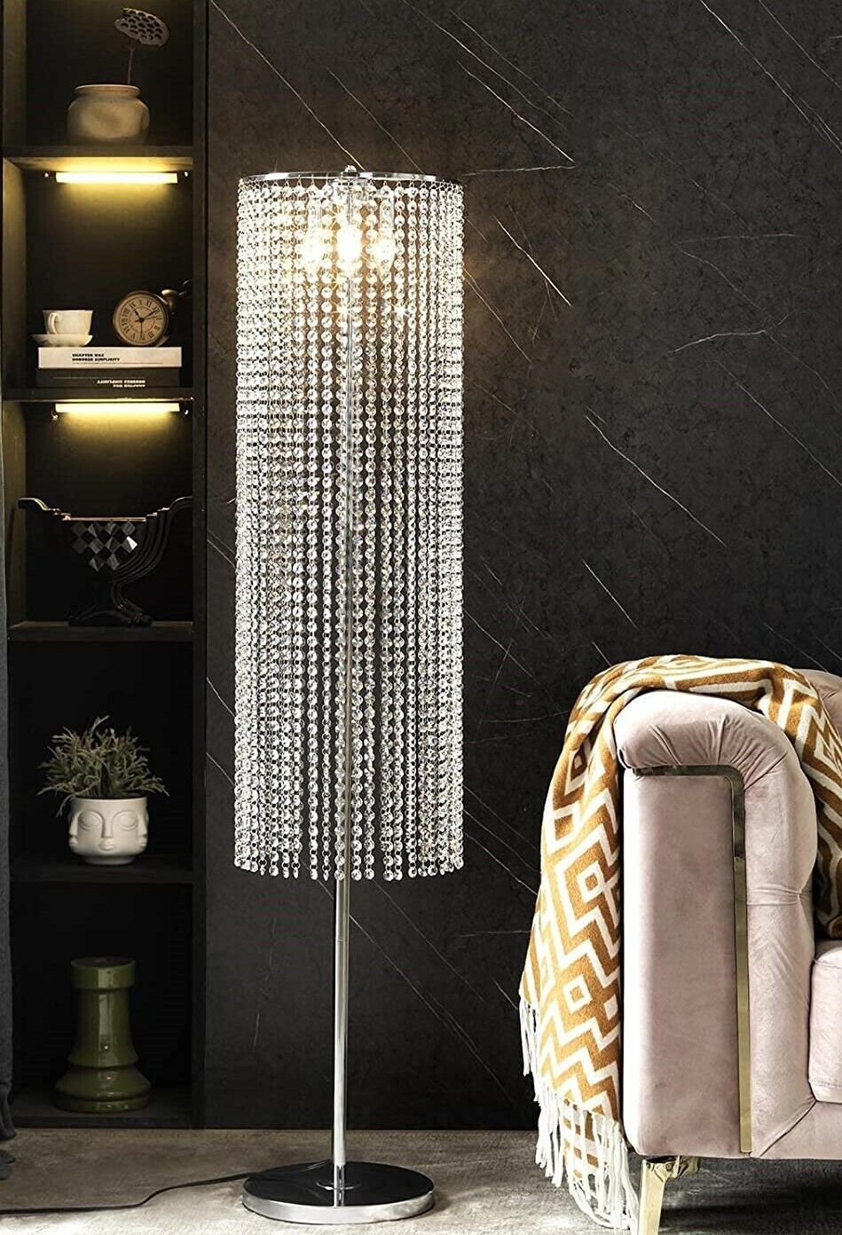 3 Light Floor Lamp Modern Standing Living Room Contemporary Crystal Silver  Metal | Ebay With Regard To Silver Steel Floor Lamps (Photo 11 of 15)