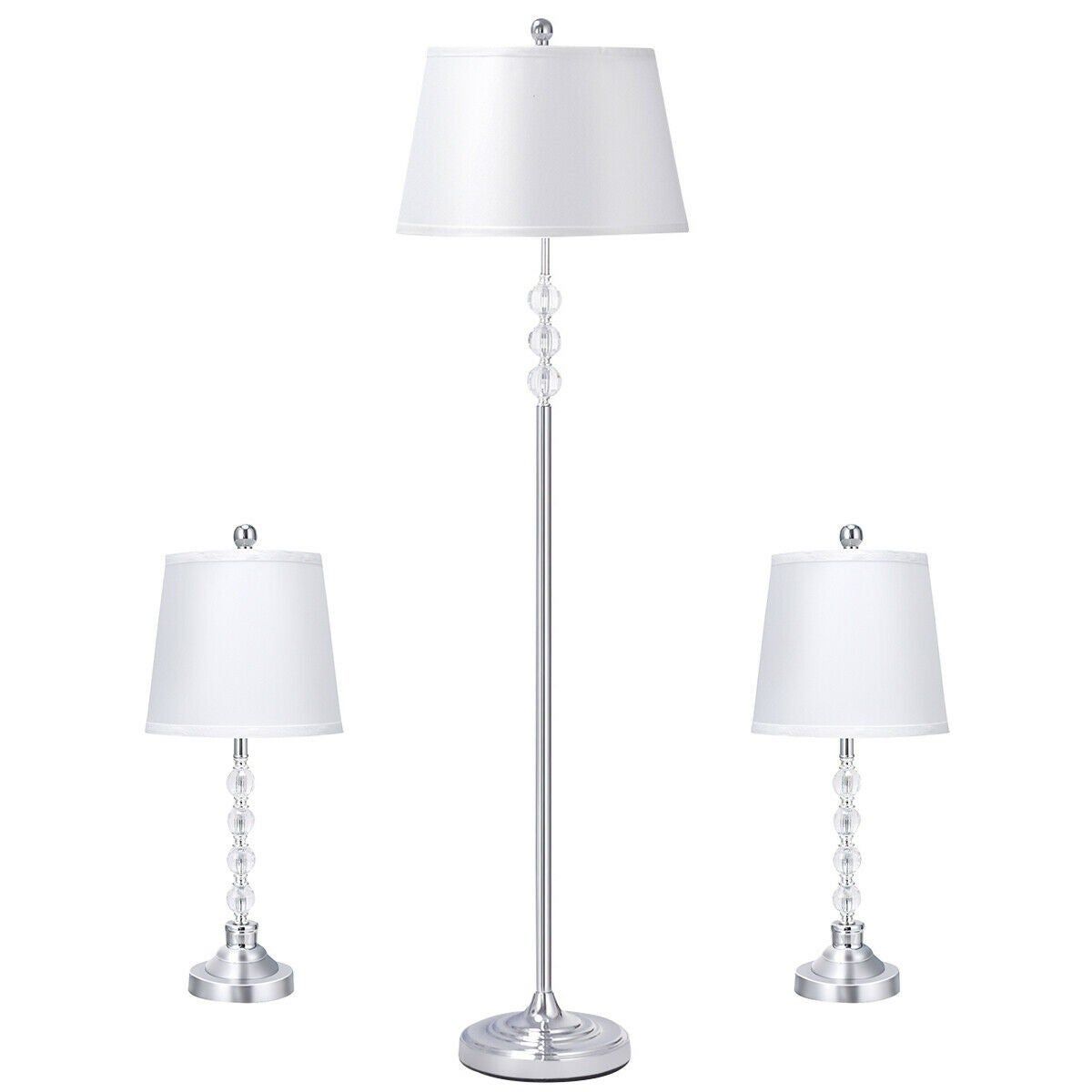 3 Piece Floor Lamp And Table Lamps Set – Floor Lamp: 15" X 62.5" ( W X H )  – On Sale – Overstock – 33945259 For 3 Piece Setfloor Lamps (Photo 1 of 15)