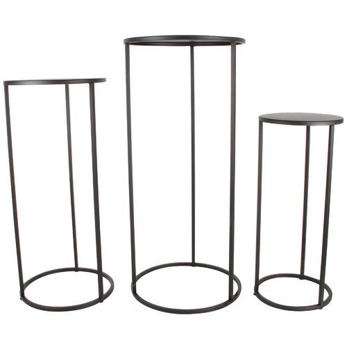 3 Piece Matte Black Ekon Metal Plant Stand Set | Temple & Webster Pertaining To Set Of 3 Plant Stands (Photo 12 of 15)