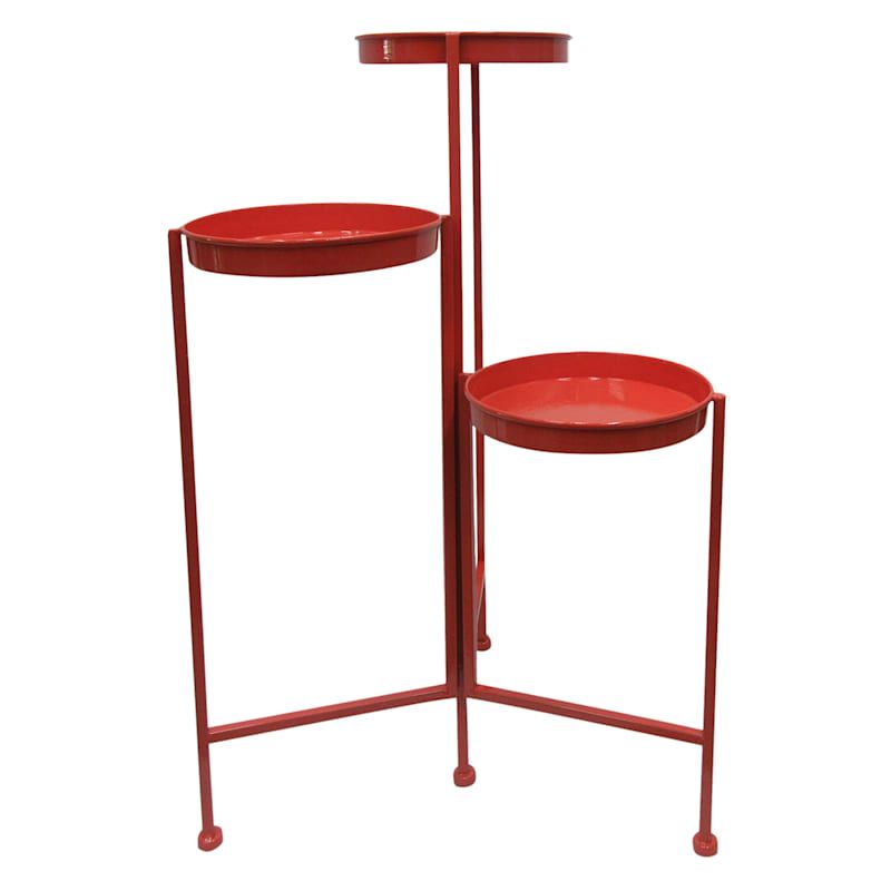3 Tier Folding Metal Plant Stand, 27" | At Home | The Home Decor & Holiday  Superstore Pertaining To Red Plant Stands (Photo 9 of 15)