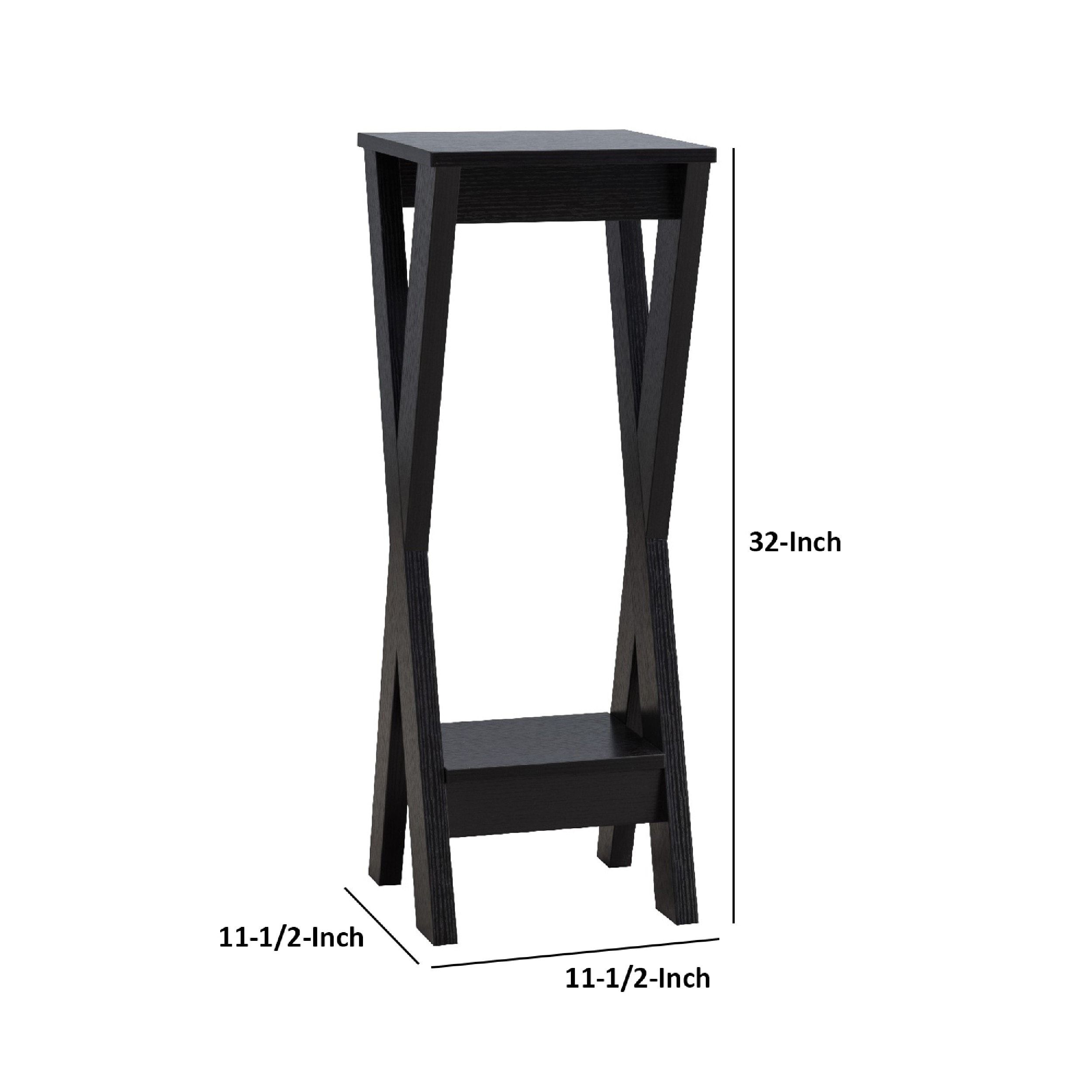 32 Inch Plant Stand With X Shaped Legs And Open Shelf, Medium, Dark Brown –  On Sale – Overstock – 35628381 Regarding White 32 Inch Plant Stands (View 2 of 15)