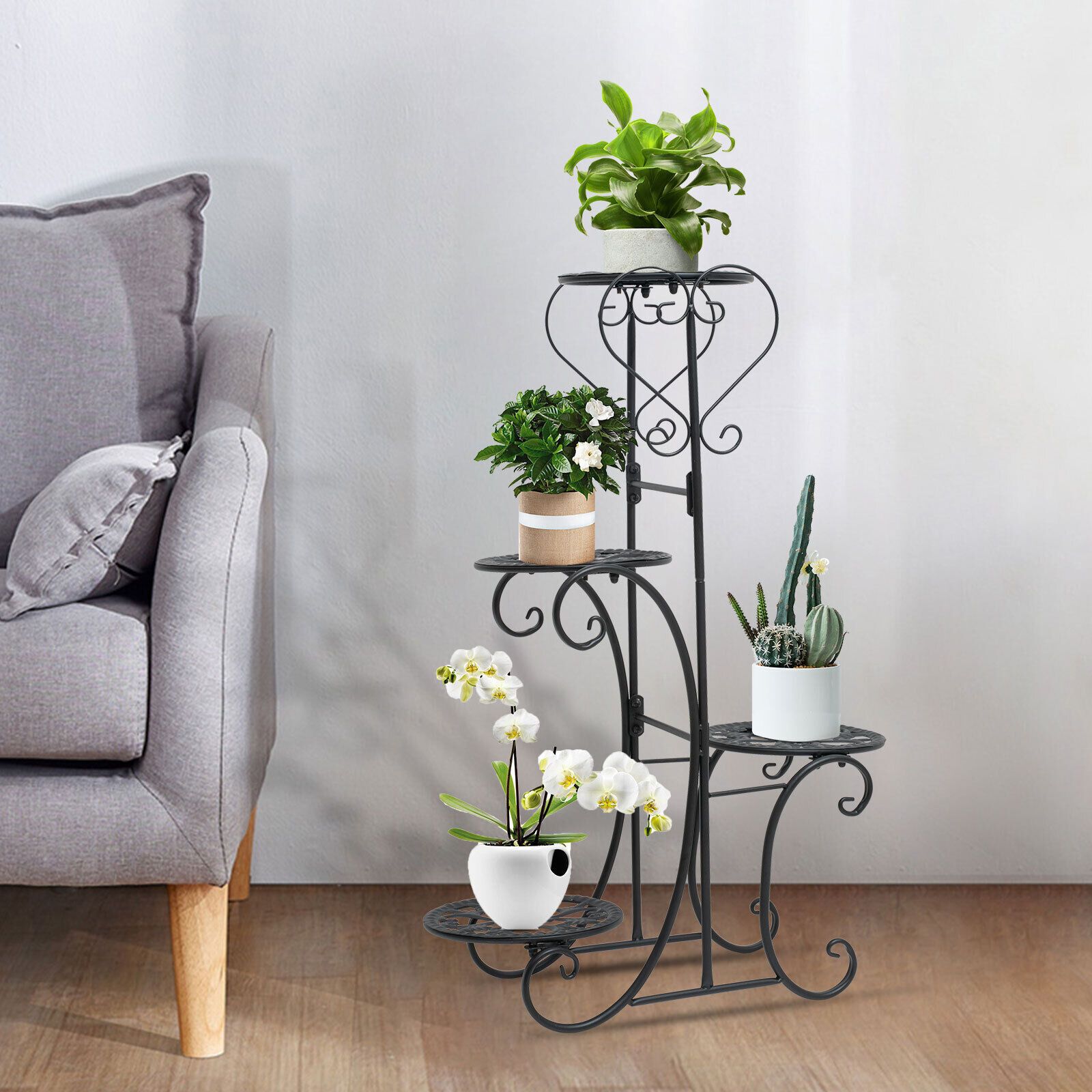 4 Tier Metal Plant Stands Flower Display Rack Pot Holder Indoor/outdoor  Decor | Ebay In Four Tier Metal Plant Stands (View 10 of 15)