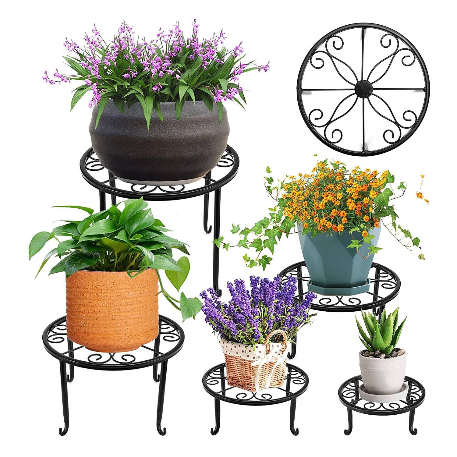 5 Metal Plant Stand For Outdoor & Indoor Plants, Heavy Duty Flower Pot  Stands For Multiple Plants, Rustproof – Walmart With 5 Inch Plant Stands (Photo 7 of 15)