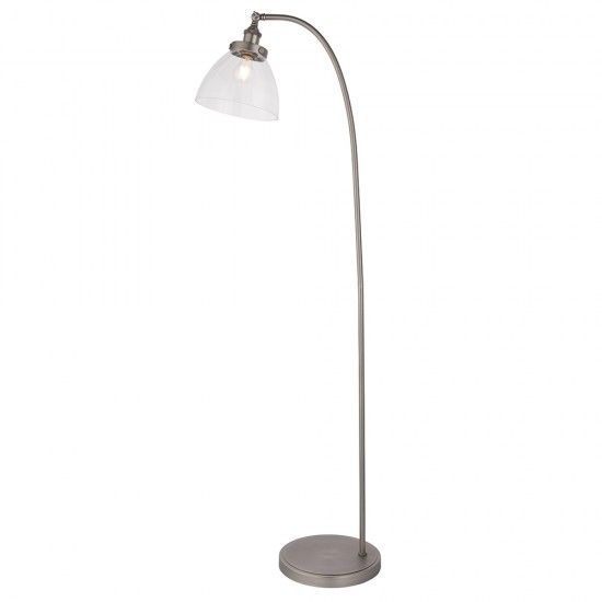 61355 001 Brushed Silver With Clear Glass Floor Lamp In Clear Glass Floor Lamps (View 14 of 15)
