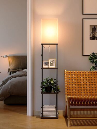 63'' 3 Tier Floor Lamp With Shelves Light Stand Corner Storage  For Living Room | Ebay In 3 Tier Floor Lamps (Photo 8 of 15)