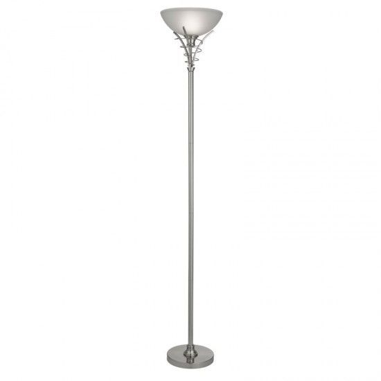 9046 006 Satin Silver Scroll Floor Stand Frosted Glass – Bright Lights –  Indoor And Outdoor Lighting Showrooms Within Frosted Glass Floor Lamps (Photo 14 of 15)