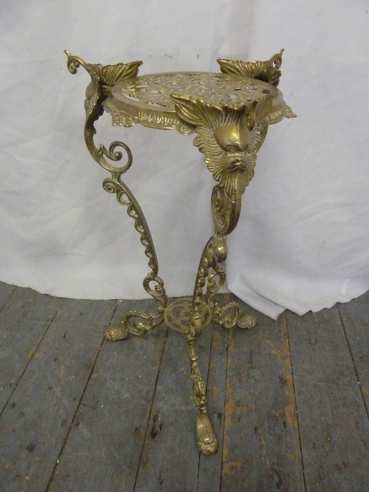 A Brass Plant Stand On Three Outswept Legs Decorated With Scrolls, Leaves  And Flowers In Brass Plant Stands (Photo 14 of 15)