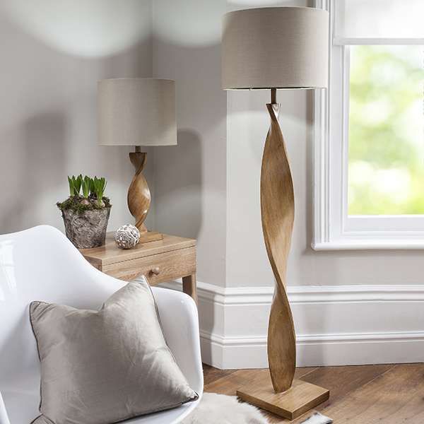 Abia Oak Wood Floor Lamp C/w Shade | Jrlighting.co.uk Intended For Oak Floor Lamps (Photo 1 of 15)