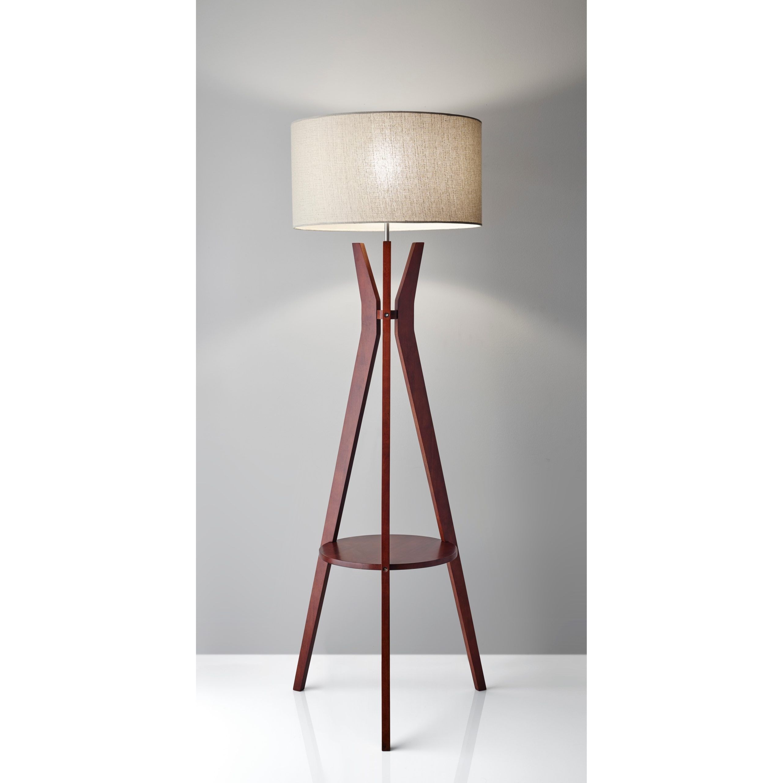 Adesso Bedford Solid Walnut Wood Tripod Shelf Floor Lamp – On Sale –  Overstock – 23034049 For Walnut Floor Lamps (View 4 of 15)