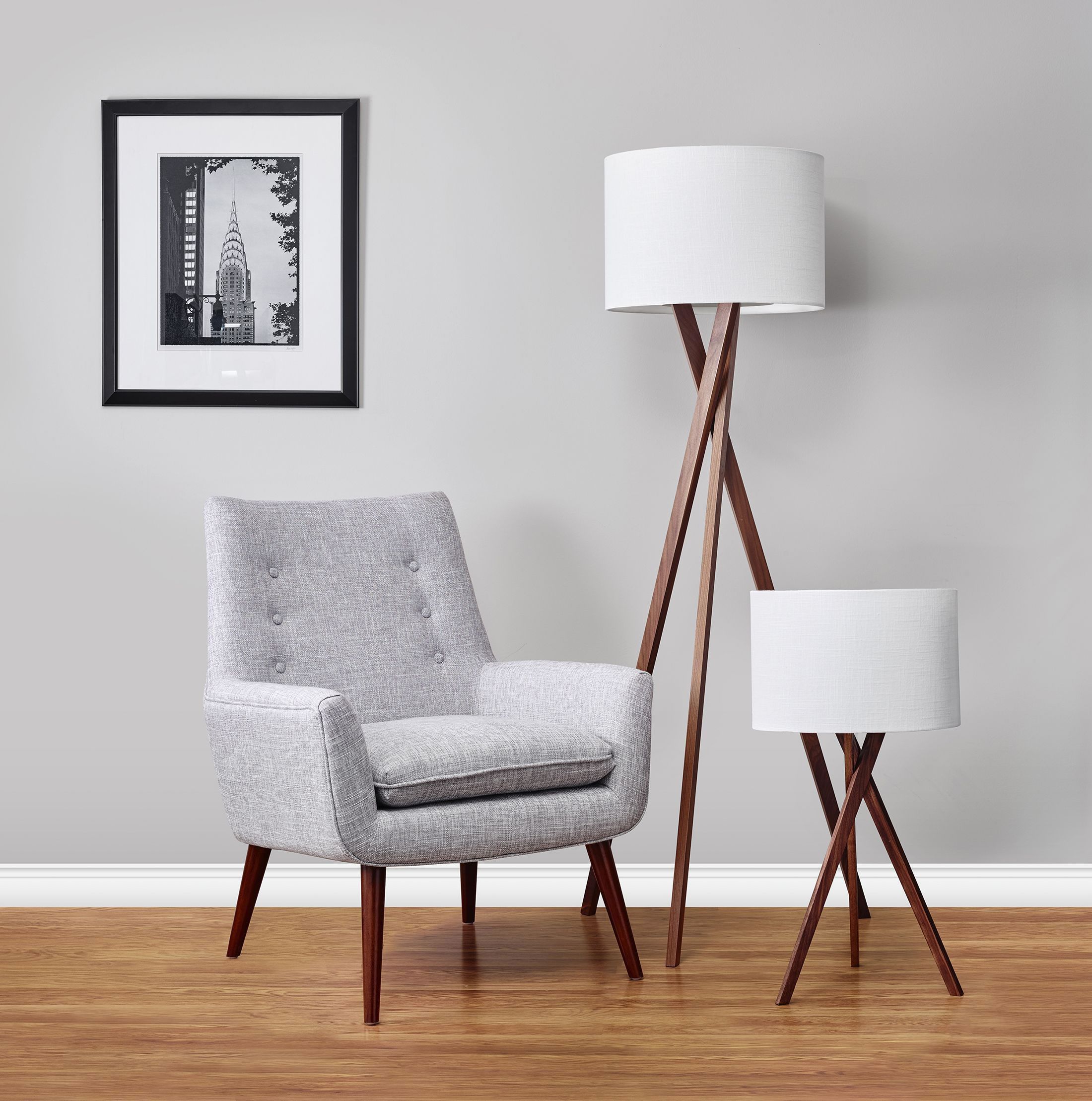 Adesso Brooklyn Floor Lamp (walnut) – Ad 3227 15 | Modern Furniture Canada Regarding Walnut Floor Lamps (View 10 of 15)
