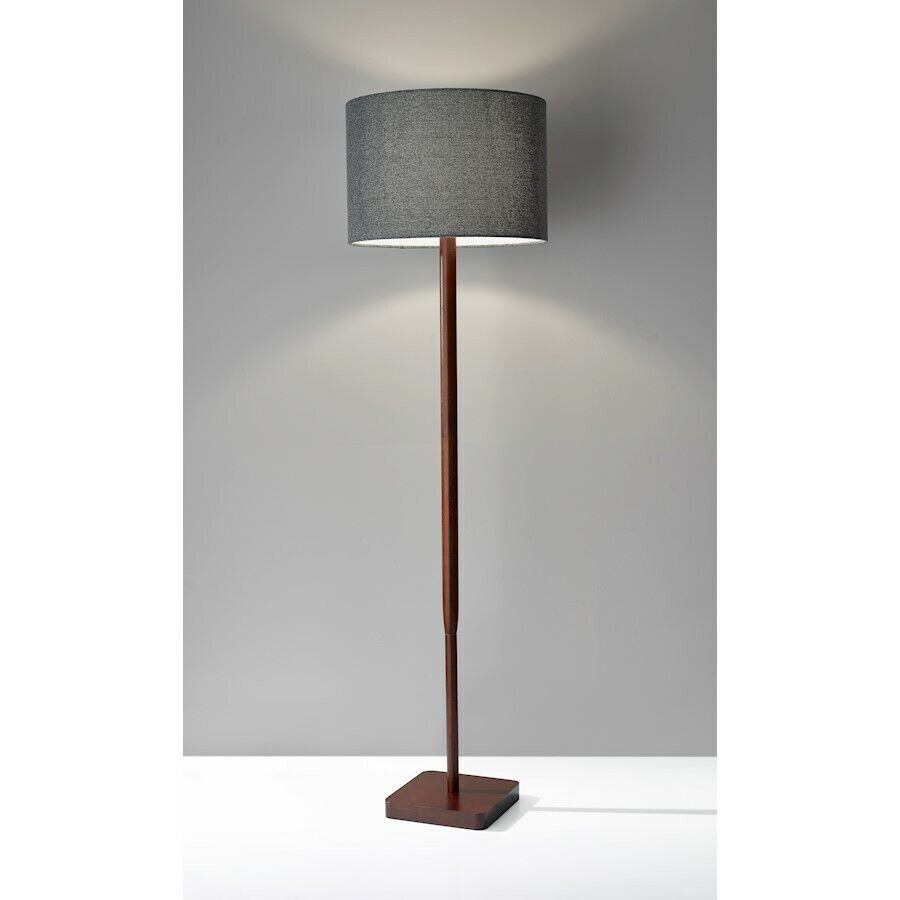 Adesso Ellis Floor Lamp, Walnut Rubber Wood – 4093 15 | Ebay Within Rubberwood Floor Lamps (View 13 of 15)