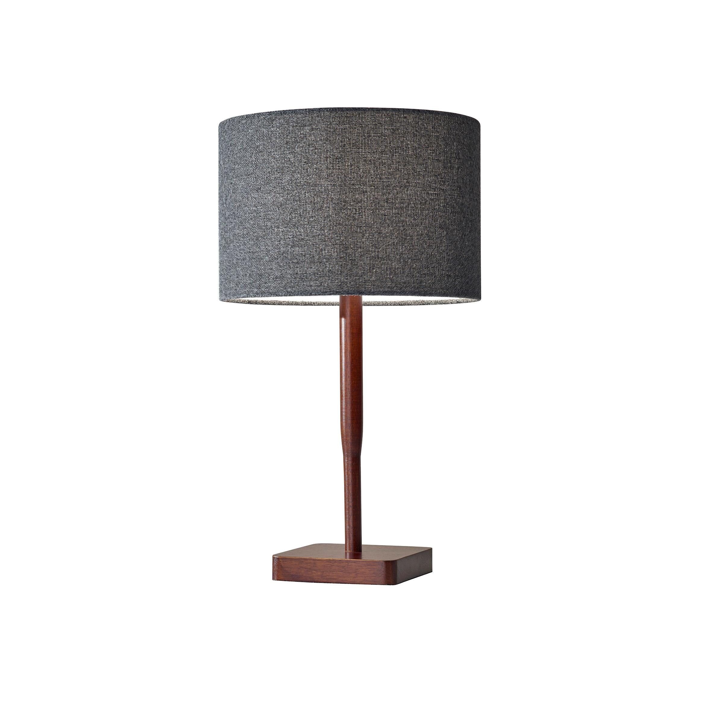 Adesso Ellis Walnut Rubber Wood Rotary Socket Table Lamp With Fabric Shade  In The Table Lamps Department At Lowes Throughout Rubberwood Floor Lamps (View 11 of 15)