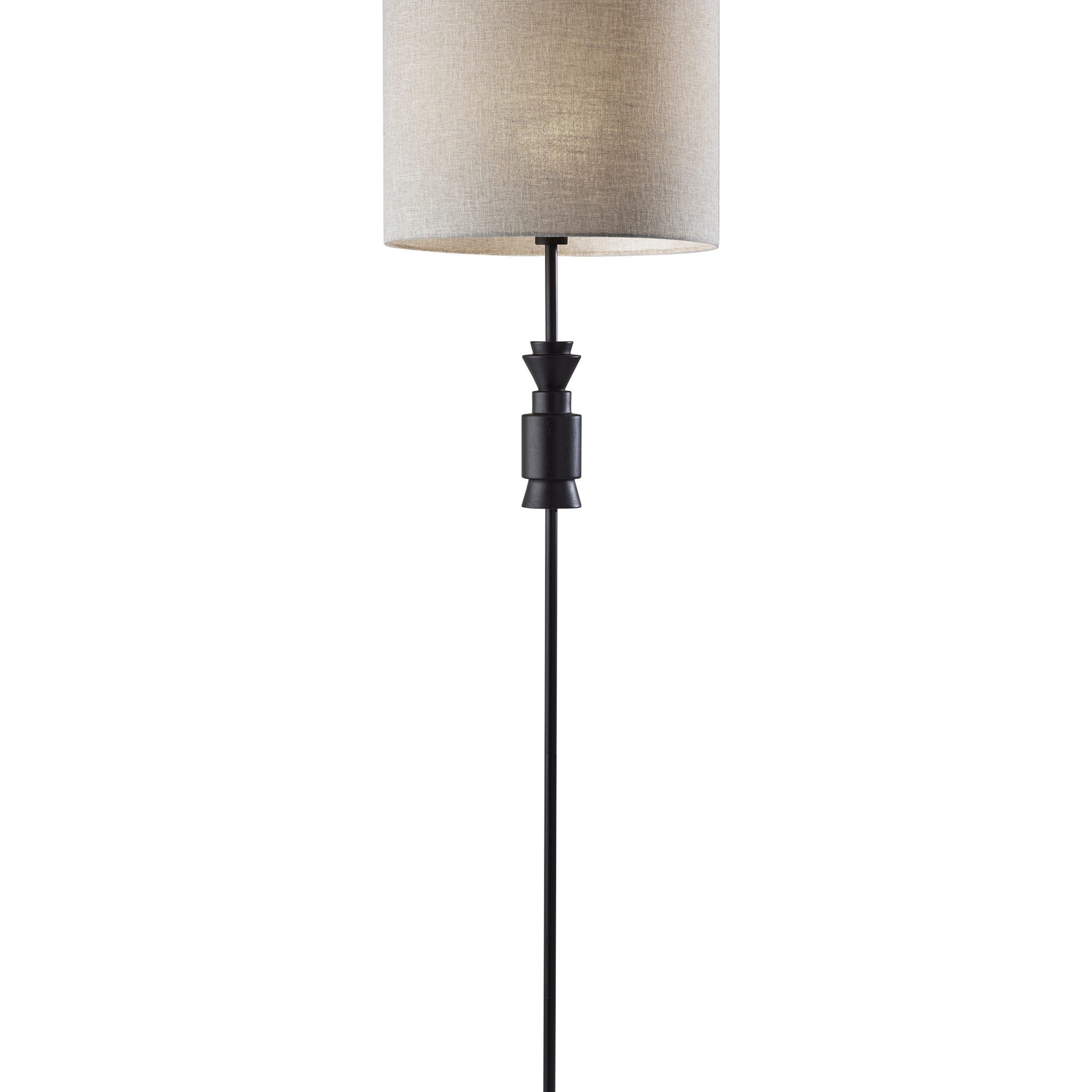 Adesso Elton Floor Lamp, Black Wood Base, Light Grey And White Textured  Fabric Shade – Walmart With Grey Textured Floor Lamps (Photo 10 of 15)