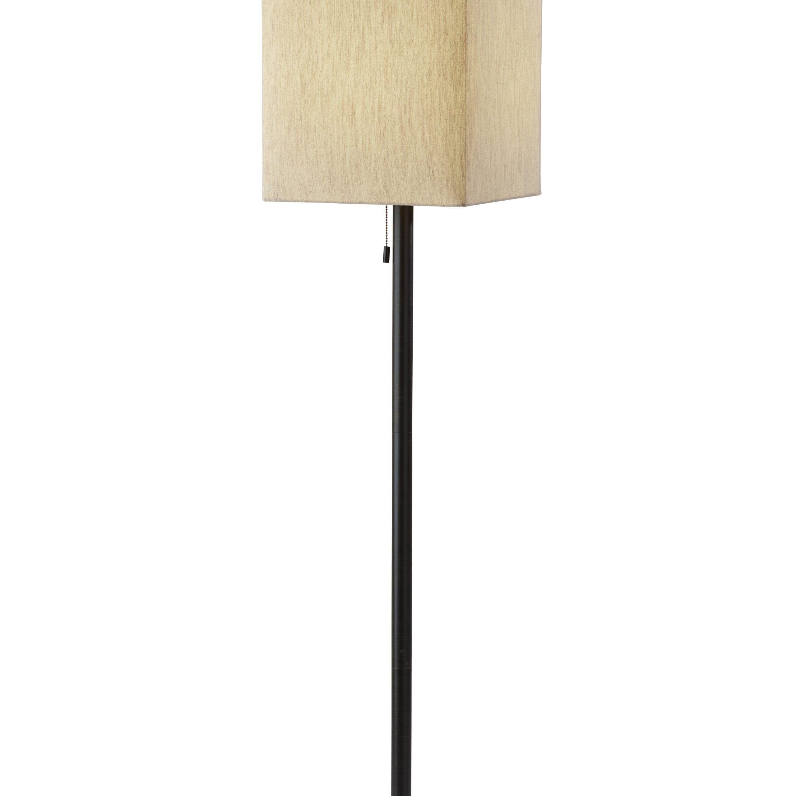 Adesso Estelle Floor Lamp, Antique Bronze, Light Brown Textured Fabric  Shade – Walmart For Textured Fabric Floor Lamps (View 3 of 15)