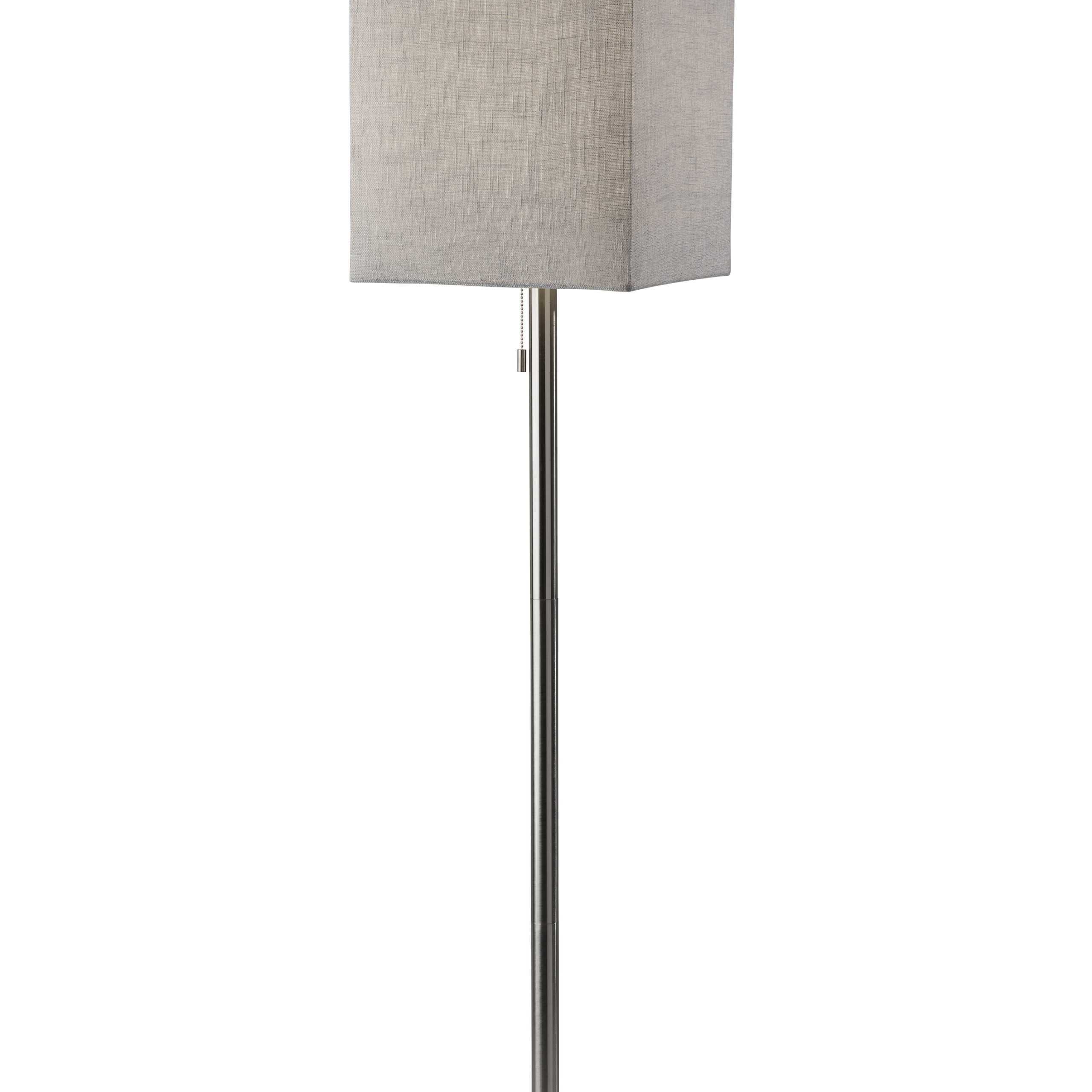 Adesso Estelle Floor Lamp, Brushed Steel, Light Grey Textured Fabric Shade  – Walmart Throughout Grey Textured Floor Lamps (Photo 2 of 15)